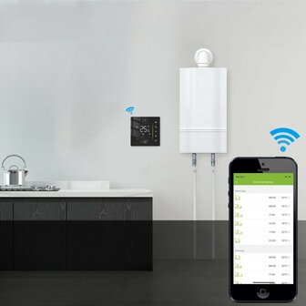 Wifi Inbouw Thermostaat met Touchscreen voor C.V. Installatie (zwart) M1