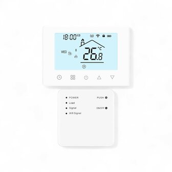 Wifi Draadloze Thermostaat met Touchscreen voor c.v. en boiler verwarming (wit)