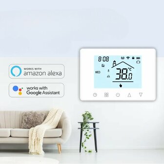 Wifi Draadloze Thermostaat met Touchscreen voor c.v. en boiler verwarming (wit)
