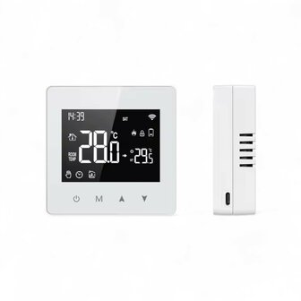 Zigbee Wifi Opbouw Thermostaat met Touchscreen voor C.V. Installatie (zwart/wit)