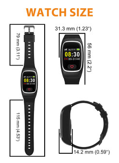 SOS Horloge LCD display met 2-weg communicatie en hartslagmeter (GPS optie)