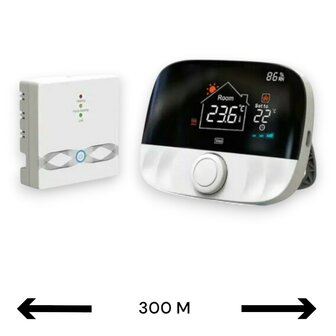 Wifi Draadloze Thermostaat met Draaiknop voor C.V. Installatie (zwart/grijs)