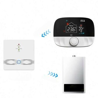 Wifi Draadloze Thermostaat met Draaiknop voor C.V. Installatie (zwart/grijs)