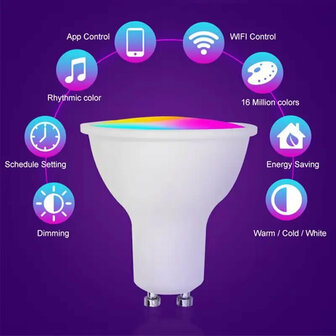 WiFi Slimme spotlight GU10 4,7W RGB + CCT