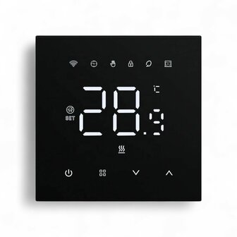 Wifi Inbouw Thermostaat met Touchscreen voor Elektrische vloerverwarming en Infrarood (zwart)