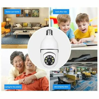 Wifi Beveiligings Camera 360 graden draaibaar E27 Schroefaansluiting 2.4 Ghz