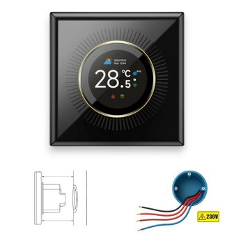 Wifi Inbouw Thermostaat met Draaiknop voor C.V. Installatie (zwart)