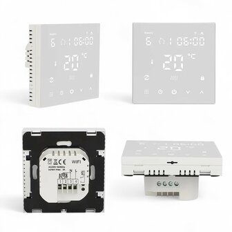 Wifi Inbouw Thermostaat met Touchscreen voor Elektrische vloerverwarming en Infrarood (wit)