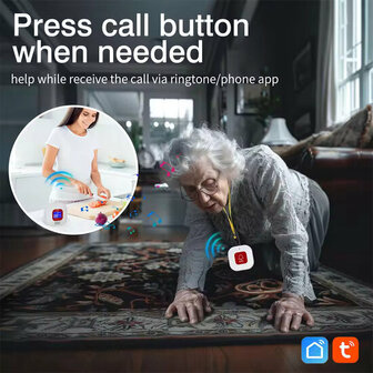 SOS Buttons (2x) for Elderly Including External Monitor with Battery Level of Receiver