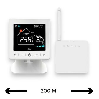 Wifi Draadloze Thermostaat met Tiptoetsen voor C.V. Installatie (zwart/wit)
