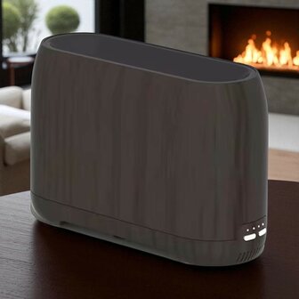 Luchtbevochtiger en Aromatherapie + Speakerfunctie 400ml Houtlook Donker