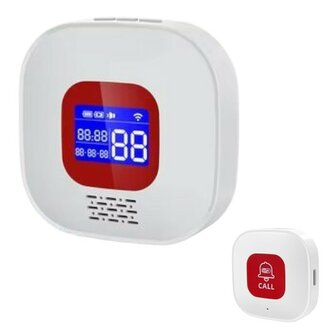 SOS Knoppen (2x) voor Ouderen Inclusief Extern Monitor met batterijlevel van ontvanger