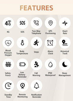 SOS Horloge 2-knops met 2-weg communicatie en hartslagmeter (GPS optie)