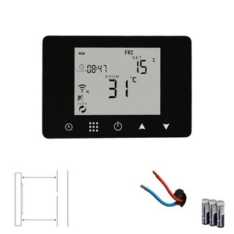 Zigbee Opbouw Thermostaat met Touchscreen voor C.V. Installatie (zwart) - Excl. Gateway
