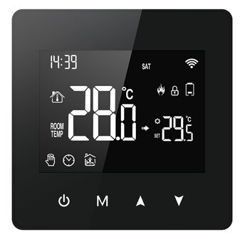 Thermostat Wi-Fi en saillie avec &eacute;cran tactile pour chauffage central (noir)