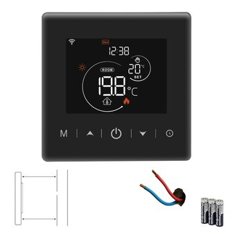 Thermostat Wi-Fi en saillie avec &eacute;cran tactile pour chauffage central (avec statistiques) - Noir