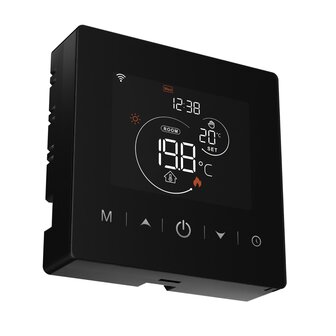 Thermostat Wi-Fi en saillie avec &eacute;cran tactile pour chauffage central (avec statistiques) - Noir