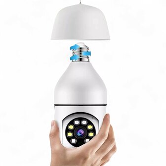 Cam&eacute;ra de s&eacute;curit&eacute; Wifi rotative &agrave; 360 degr&eacute;s, connexion &agrave; vis E27, 2,4 GHz (Tuya)