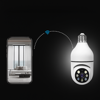Cam&eacute;ra de s&eacute;curit&eacute; Wifi rotative &agrave; 360 degr&eacute;s, connexion &agrave; vis E27, 2,4 GHz (Tuya)