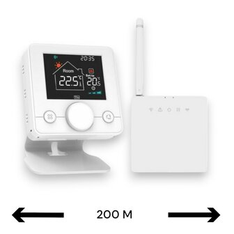 Wifi Draadloze Thermostaat met Draaiknop voor C.V. Installatie (zwart/wit)