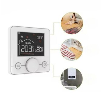 Wifi Draadloze Thermostaat met Draaiknop voor C.V. Installatie (zwart/wit)