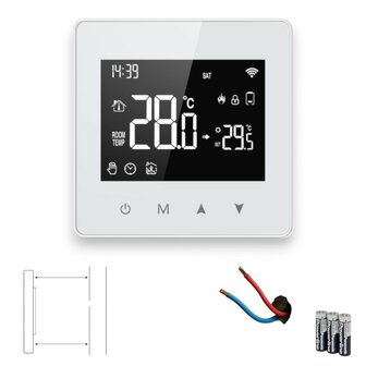 Zigbee Wifi Opbouw Thermostaat met Touchscreen voor C.V. Installatie (zwart/wit)