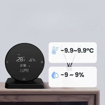 Thermostat sans fil Wi-Fi avec &eacute;cran tactile pour installation CV (noir)