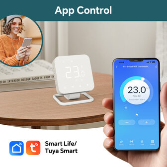 Wifi Draadloze Thermostaat met Tiptoetsen voor C.V. Installatie (wit)