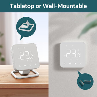 Wifi Draadloze Thermostaat met Tiptoetsen voor C.V. Installatie (wit)