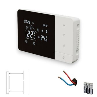 Wifi Opbouw Thermostaat met Touchscreen voor C.V. Installatie (zwart/wit) + USB