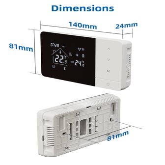 Wifi Opbouw Thermostaat met Touchscreen voor C.V. Installatie (zwart/wit) + USB