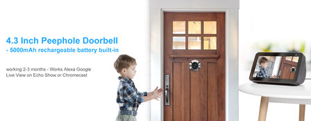 Deurspion camera inclusief Scherm 1080P met opname functie en 1-weg audio