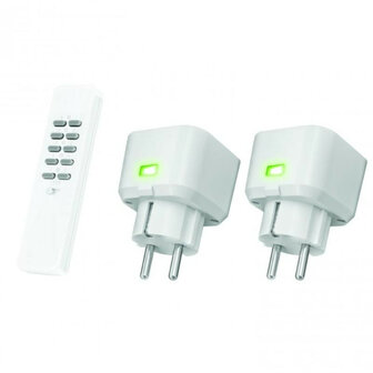 Compacte tussenstekker dimmer voor KlikAanKlikUit systeem geschikt voor led halogeen en gloeilampen tot 250 watt 2 stuks