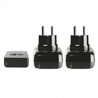 Slimme tussenstekker voor tuinset met spatwaterdichte schakelaars tot 2500 watt geschikt voor vijverpomp en buitenverlichting