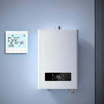 Wifi inbouw thermostaat met touchscreen voor CV installatie en boilers wit modern design
