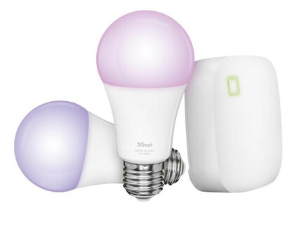 Starterset voor slimme verlichting met Zigbee systeem en kleurige ledlampen met E27 fitting en app bediening