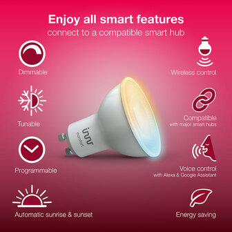 Ledspot voor binnenverlichting met GU10 fitting en tunable white lichtkleur in 2 pack