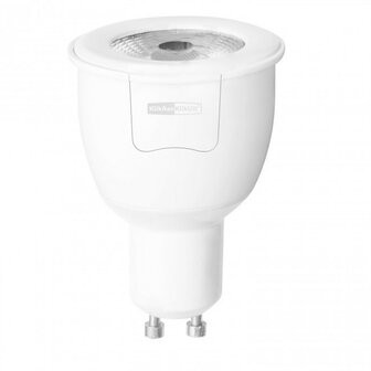 Led spot voor binnenverlichting met GU10 fitting dimbaar warm wit licht kunststof behuizing en draadloze bediening 433Mhz energielabel A plus