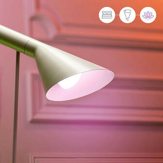 Lamp voor slimme verlichting met Wi Fi bediening kleurinstelling app bediening en E27 fitting wit kunststof dimbaar smart home compatibel
