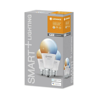 Slimme WiFi lamp voor binnenverlichting met E27 fitting traploos dimbaar en instelbare lichtkleur wit 3 stuks
