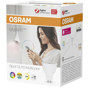 Led spot voor slimme verlichting met app bediening en kleuren dimbaar systeem ZigBee wit kunststof GU10 binnengebruik