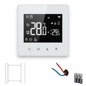 WLAN-Aufputzthermostat mit Touchscreen f&uuml;r Zentralheizung (wei&szlig;)