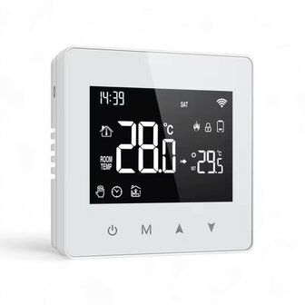 WLAN-Aufputzthermostat mit Touchscreen f&uuml;r Zentralheizung (wei&szlig;)
