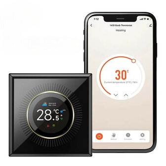 WLAN-Einbauthermostat mit Drehknopf f&uuml;r Zentralheizung (schwarz)