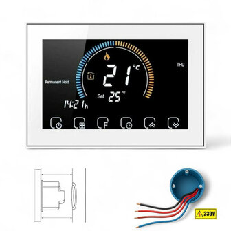 Inbouw thermostaat voor centrale verwarming met touchscreen en spraakbesturing via app