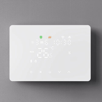 Zigbee thermostaat voor CV installatie met touchscreen app bediening en spraakbesturing zwart
