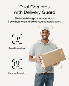 Deurbel voor voordeur met dual camera 2K resolutie kleurennachtzicht en bewegingsdetectie