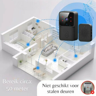 Wifi deurbel camera voor binnen en buiten met hoge resolutie nachtzicht en tweeweg audio