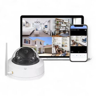 Wifi beveiligingscamera voor binnen met 4MP resolutie groothoeklens en nachtzicht
