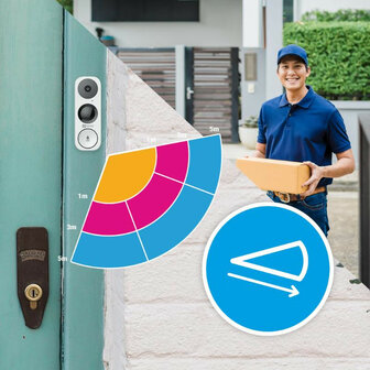 Deurbel camera voor slimme toegang beveiliging met installatiekit en instelbare zones wit kunststof